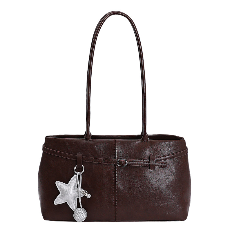 Bolsos debajo de las axilas de piel de cera retrógrada para mujeres 2025 nueva moda versátil bolso de mano alta sensación de gran capacidad bolso de hombro