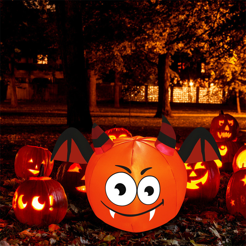 万圣节气模1.2米蝙蝠南瓜充气气模 户外发光庭院充气模型庭院摆件