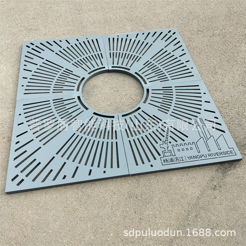 园林围栏树篦子树穴不锈钢树池篦子护树板耐候红锈板道路户外树坑