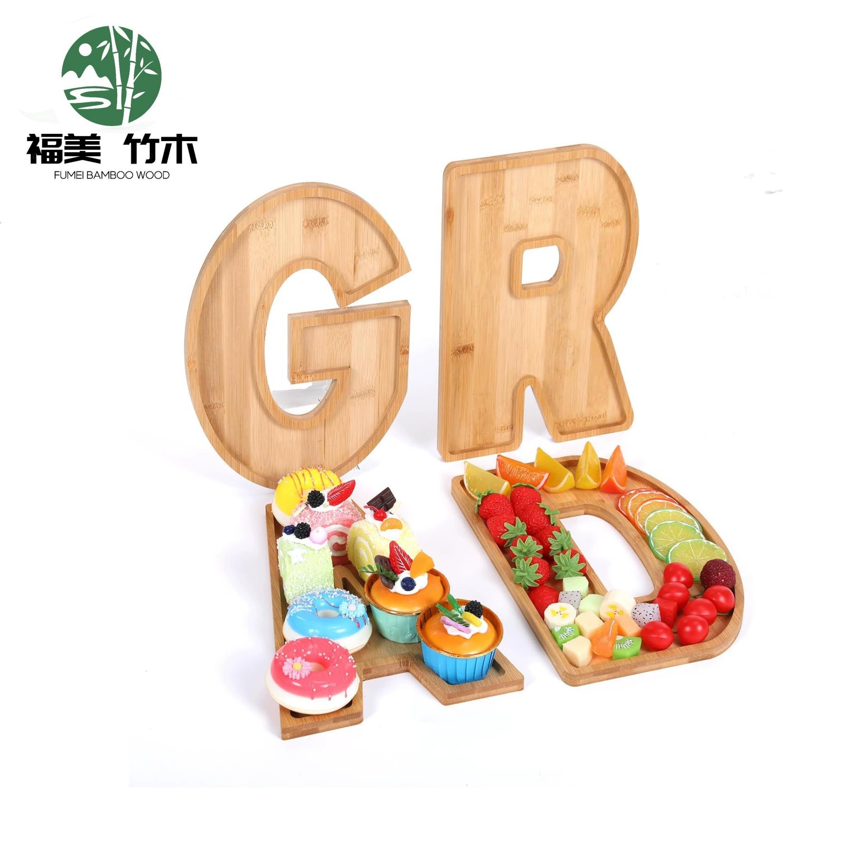 Кросс-бордерный бамбуковый лоток для фруктов и сыра с английской азбукой, декор для выпускного вечера, доска для салата и сыра