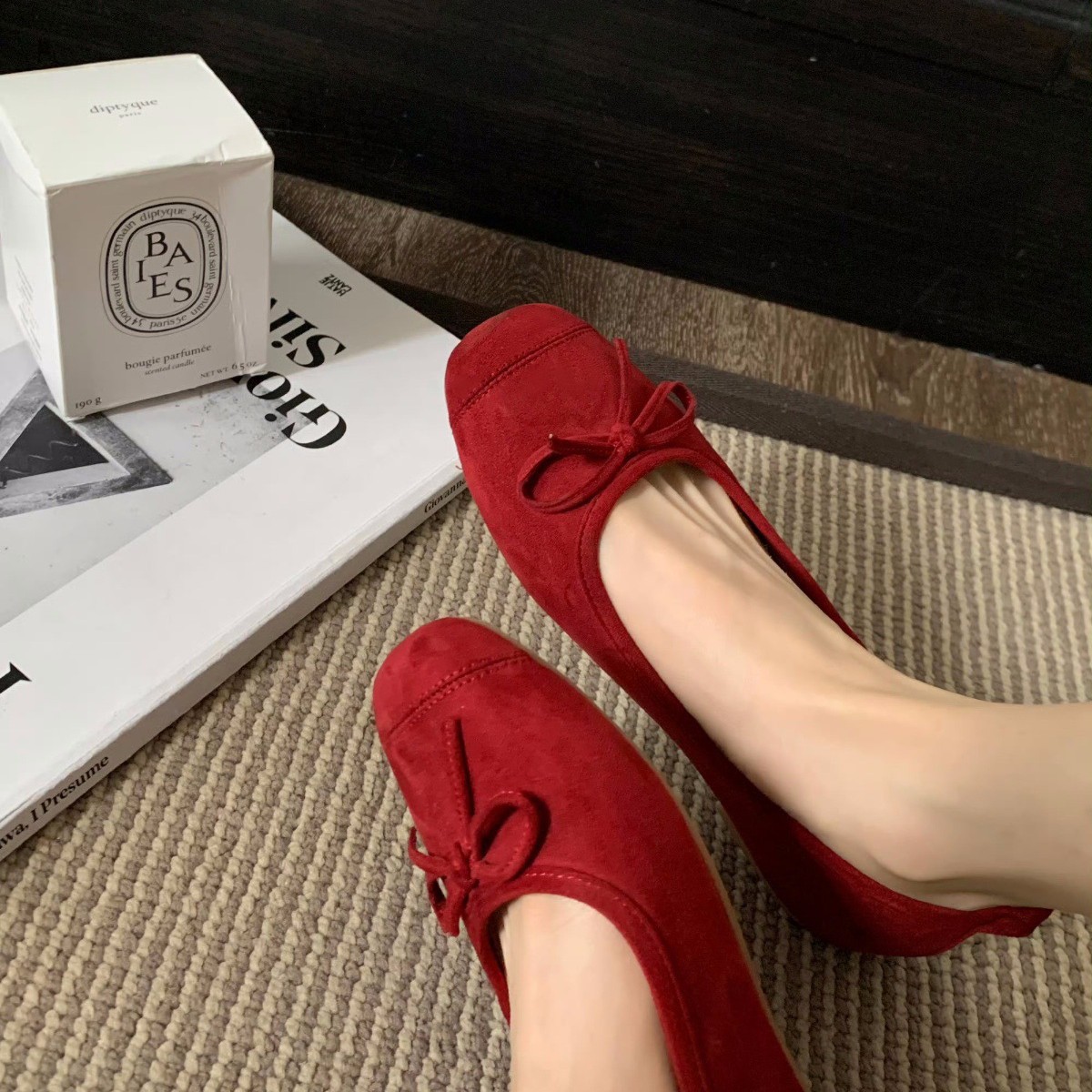 Cowhide Version ~ French Bow Genuine Leather Soft Bottom Ballet Shoes Women's Small Heel Shoes Mary Jane Ballet Flat Shoes