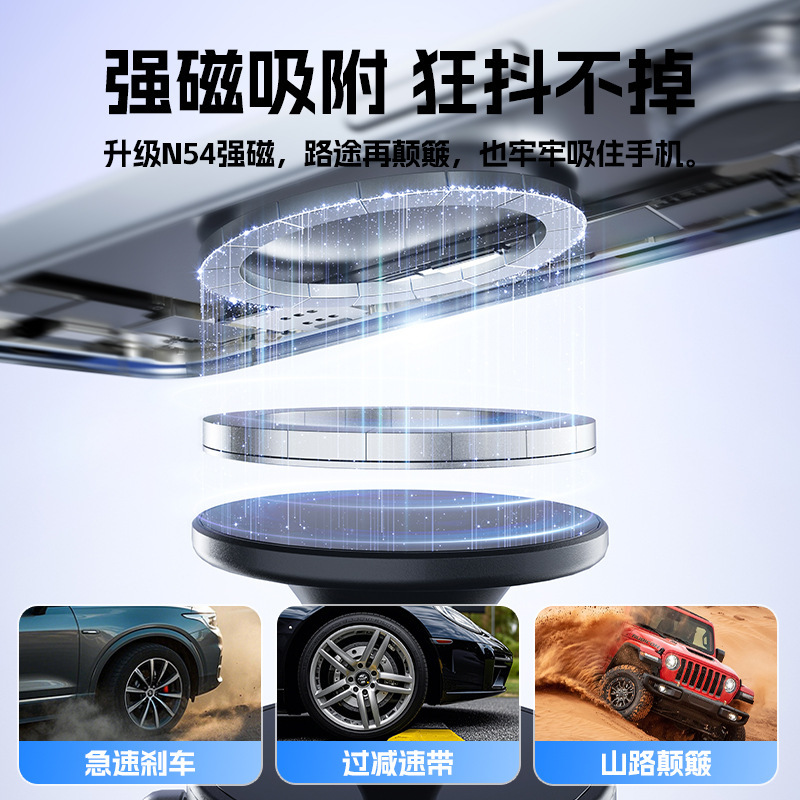 2025新型真空吸盤携帯電話磁気吸引スタンド回転自在調節多機能車載携帯電話スタンド|undefined