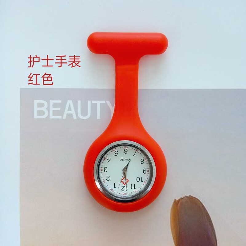 外贸硅胶护士表学生怀表别针挂表可定logo男女表T型果冻色表批发|undefined