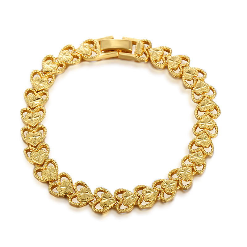 Xuping joyería latón chapado en oro hueco amor pulsera mujer chapado en oro 24K moda retro joyería de alta gama