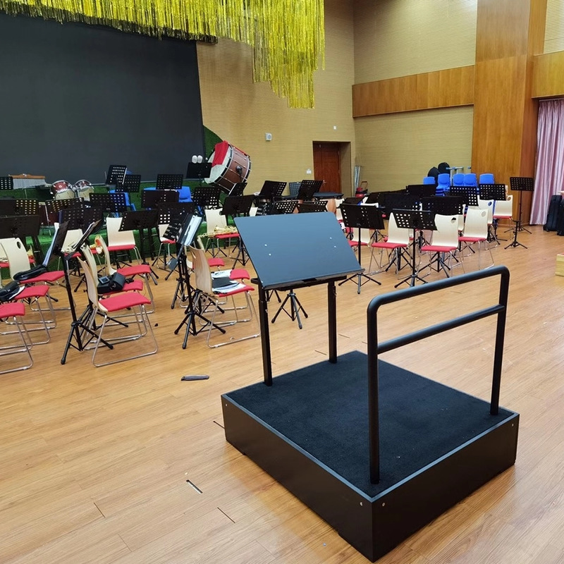 校园乐队指挥台音乐大合唱CJ-001便携折叠演奏家站台黑色实木厂家