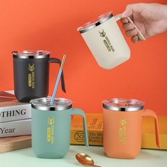 304不鏽鋼雙層馬克杯上班族水杯家用創意簡約辦公杯 高顏值保溫杯