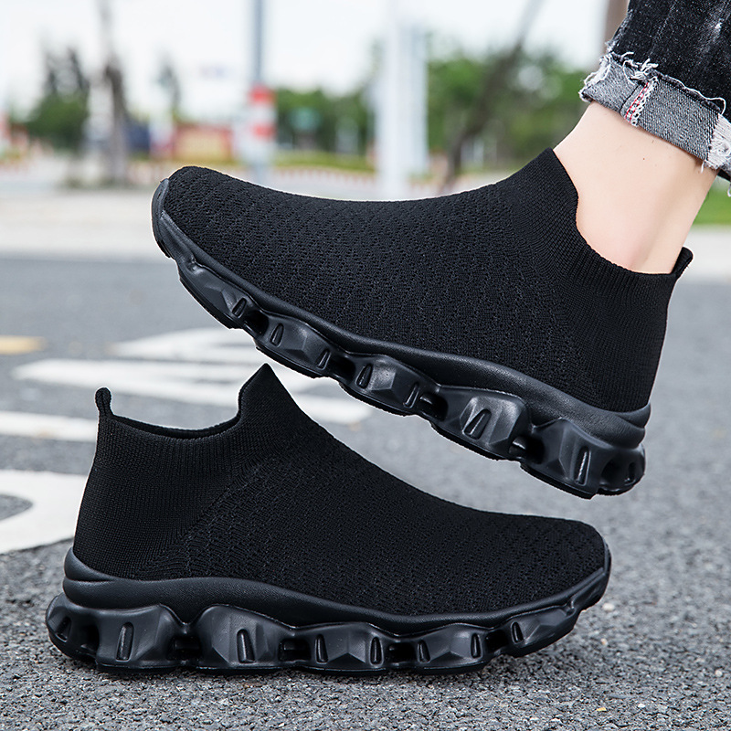 2024 New Cross-Border Fly Woven Shoes Large Size Slip-On Casual Shoes Women's Couple Shoes Summer and Autumn Breathable Sports Shoes Men's Shoes
