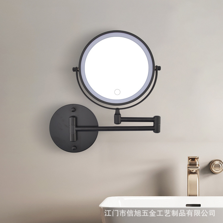 7寸浴室折叠摇臂化妆镜挂墙可旋转LED补光倍数镜子卫生间自然光