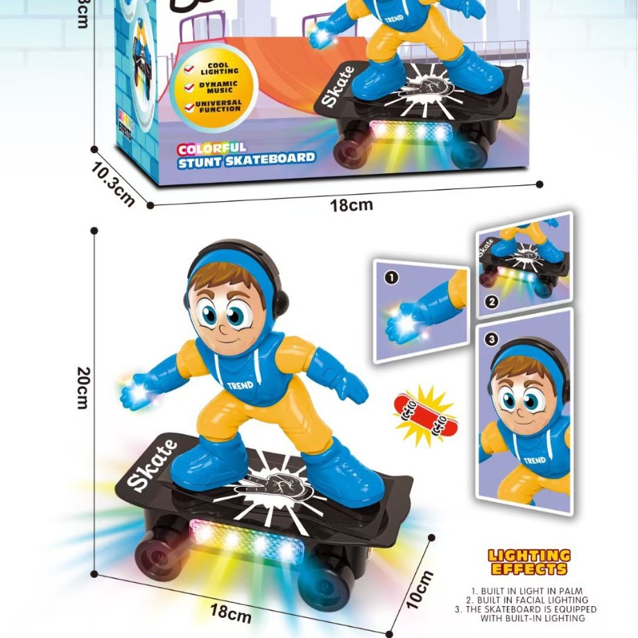 超人翻滚男孩滑板车电动万向灯笼灯光音乐特技特技车儿童玩具车子