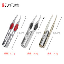 厂家直供带led灯箭纹眉夹 不锈钢修眉工具 眉毛美妆带灯眉夹批发