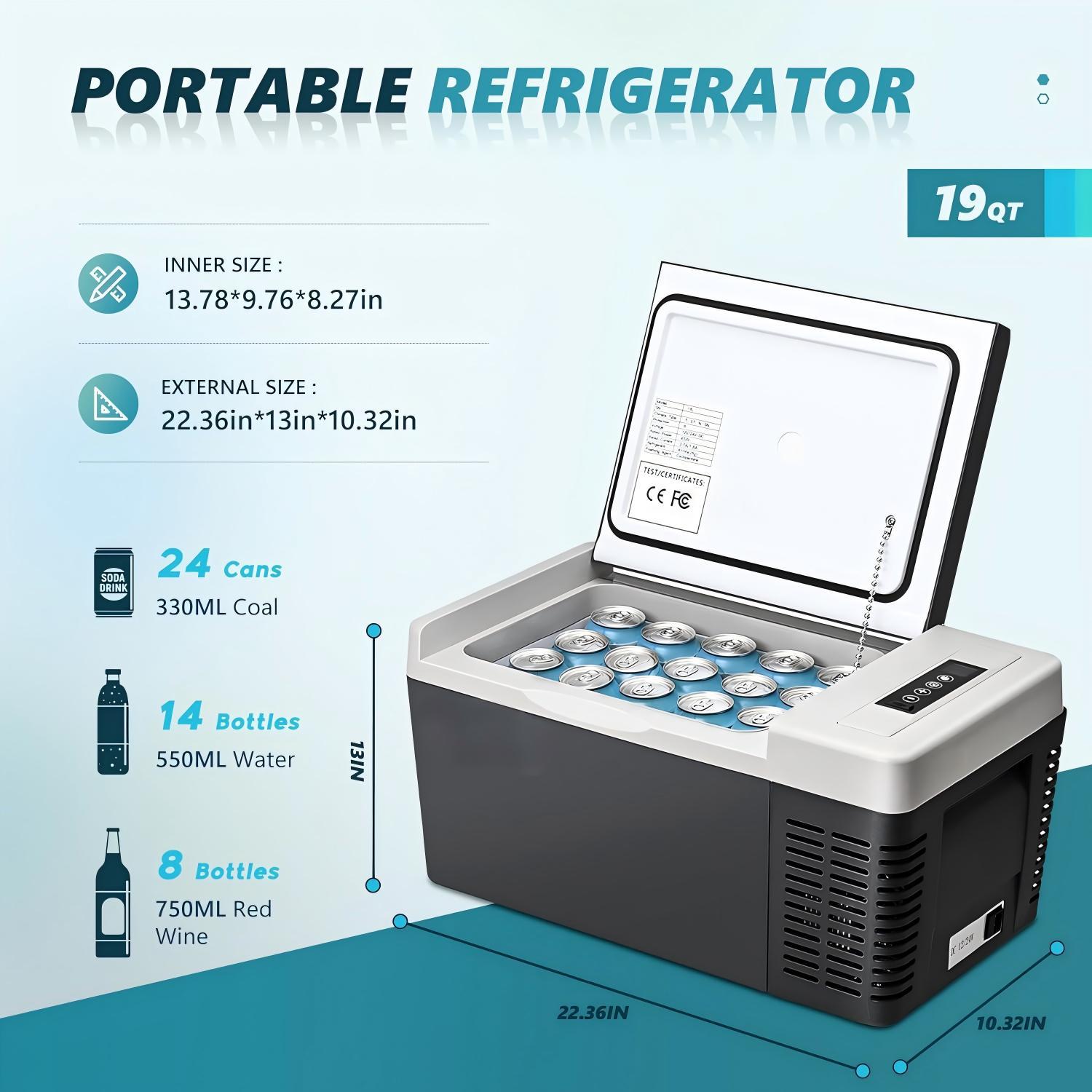 Factory In-Stock 18L Compressor Car Refrigerator for Car and Home Outdoor Use, Cooling and Freezing, 12V/24V Portable Small Ice Cooler