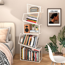 转角书架落地置物架子网红创意立架展示架一体客厅铁艺方格子书柜