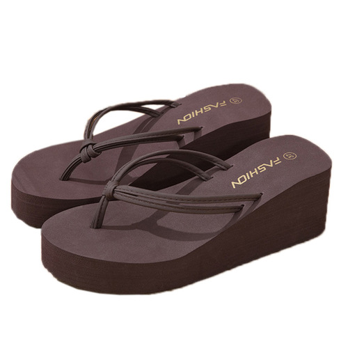2026 pairs of thin strap and toe slippers, hot girl, seaside high-heeled, platform, clip-on flip-flops, summer non-slip beach shoes, women