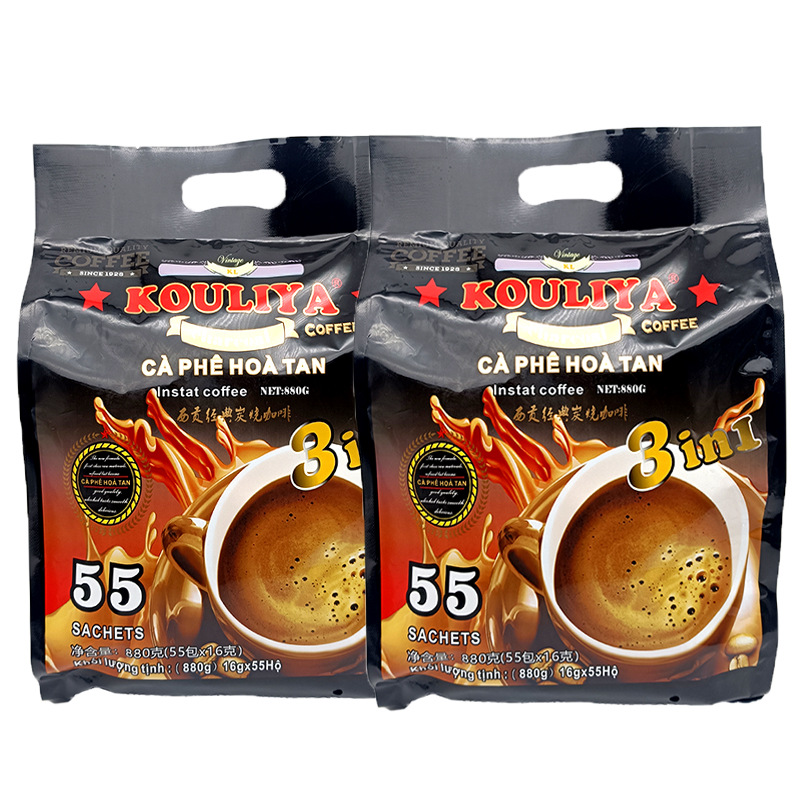 A large bulk wholesale of Ho Chi Minh City classic barista coffee 880g rich aroma three-in-one instant 55 sticks per pack, each stick weighing 16g