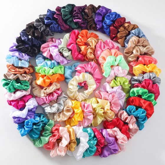 Cross-border Explosive Large Intestine Hair Ring Retro Simple All-match French Satin Fabric Imitation Silk Satin High-grade Sense Headline Rope