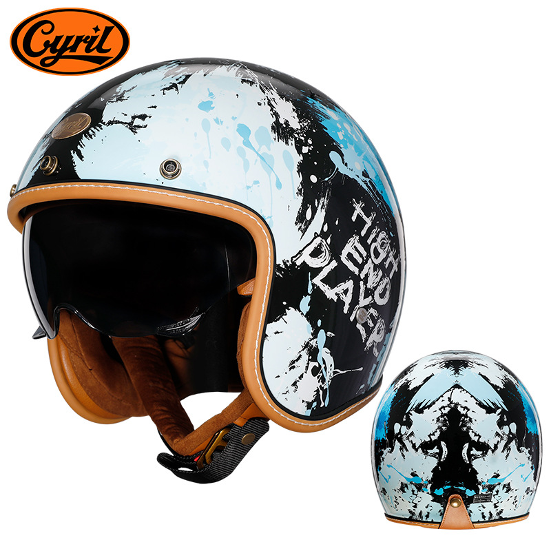 CYRIL casco retro Siro mujer tres cuartos hombre crucero americano verano motocicleta motocicleta medio casco 206