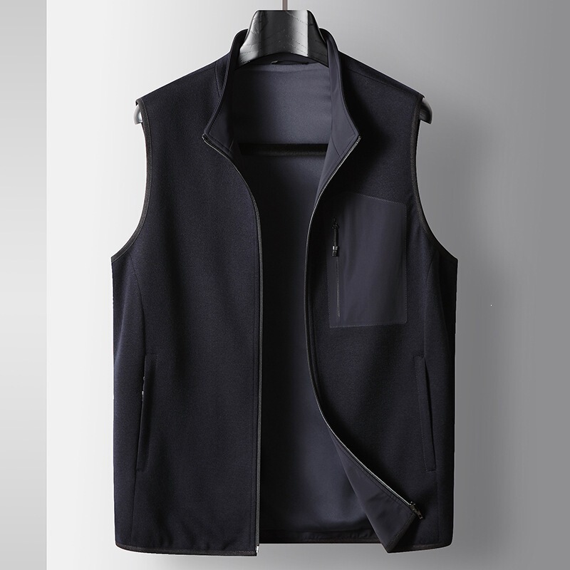 Men's Casual Vest 2025 Spring and Autumn Style Knitted Wool Light Luxury Business Cardigan for Young and Middle-Aged Men Zipper Sleeveless Jacket