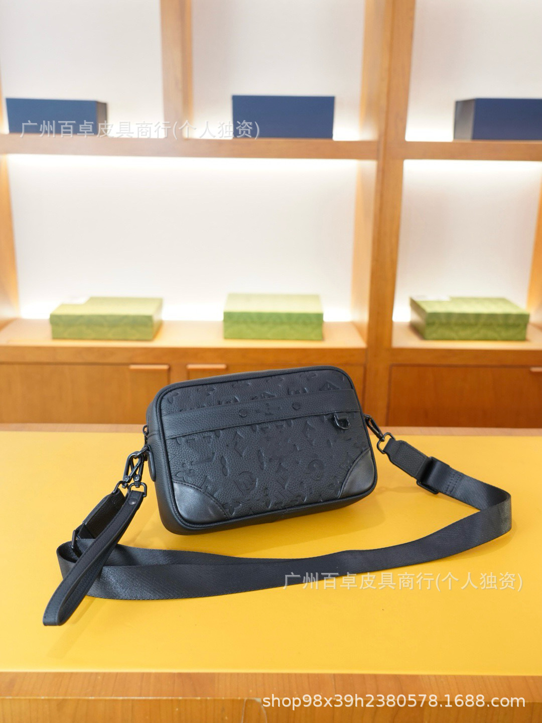 L Men's Crossbody Bag Camera Bag Export Cross-Border Cowhide Leather Small Square Bag