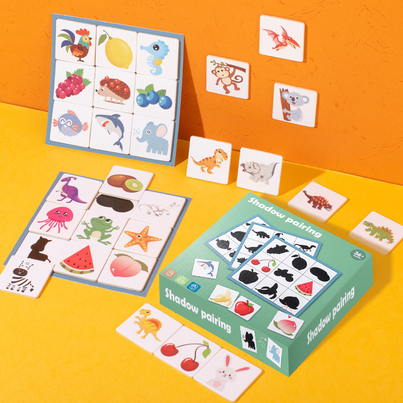 Wooden Shadow Matching Find the Difference Game Baby Concentration Training Early Education Puzzle Toy