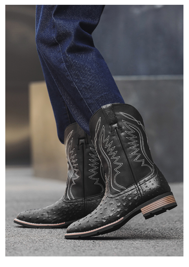 Plus Size Men's Western Cowboy Boots Vintage Rider Boots_vogvips.com
