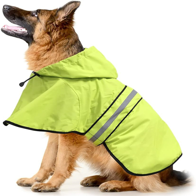Waterproof Durable Hooded Dog Raincoat Reflective Adjustable Pet Rain Coat Lightweight Dog Waterproof Raincoat Cloak