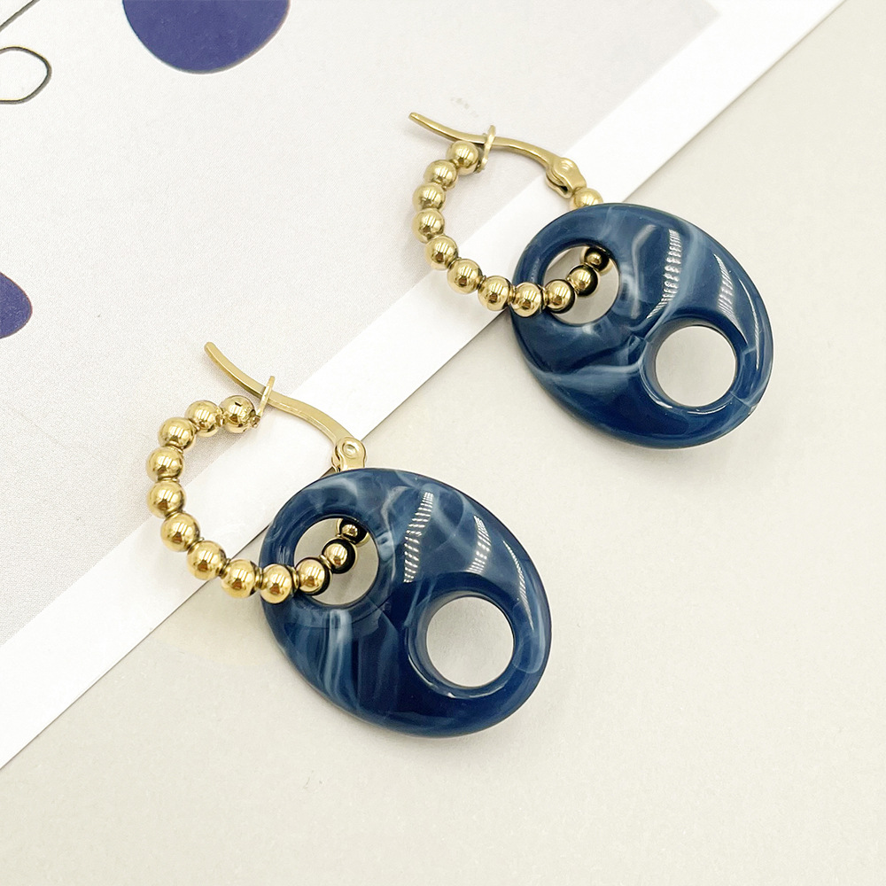 Retro Geometric Stainless Steel Plating Dangling Earrings 1 Pair