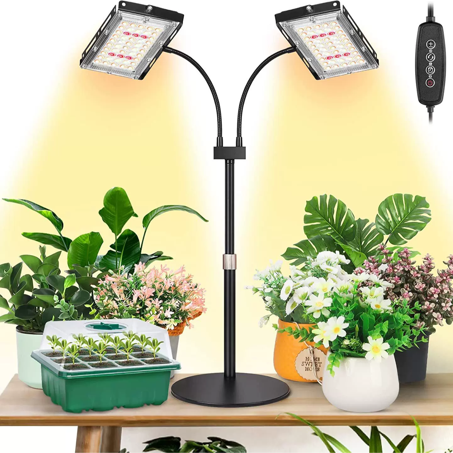 LED植物补光灯带底座全光谱植物生长灯多肉补光灯家用落地款植物