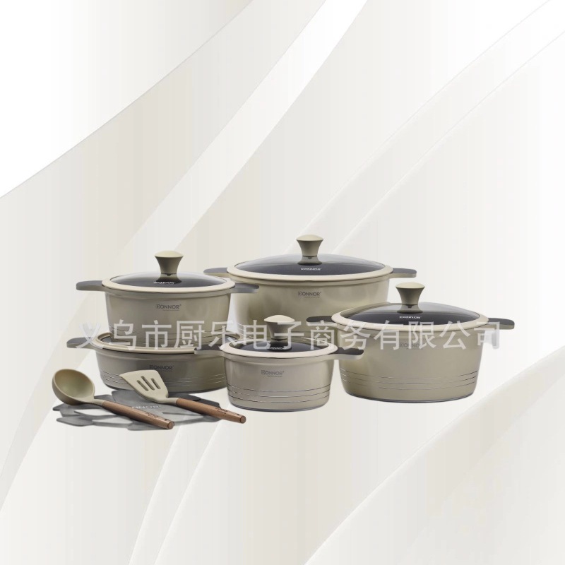 Donnor Gorgeous 15-Piece Pot Set Kitchen Household Non-Stick Cookware Set