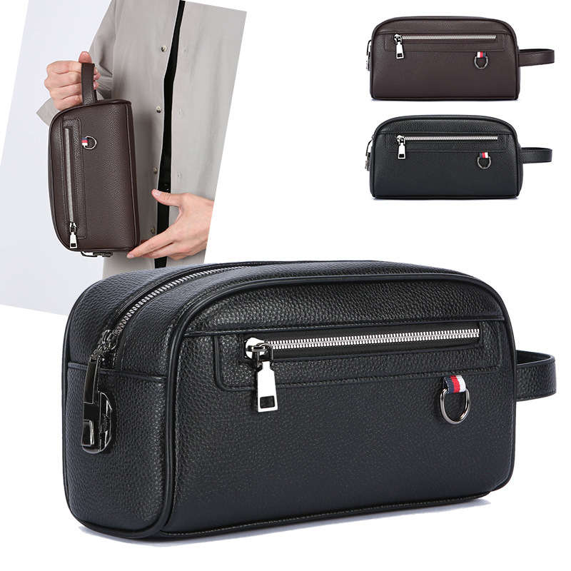 New Cross-Border Men's Business Clutch Bag, Soft Leather Large-Capacity Mobile Phone Bag, Wallet, Pu Leather Outdoor Travel Storage Bag New Cross-Border Men's Business Clutch Bag, Soft Leather Large-Capacity Mobile Phone Bag, Wallet, Pu Leather Outdoor Travel Storage Bag