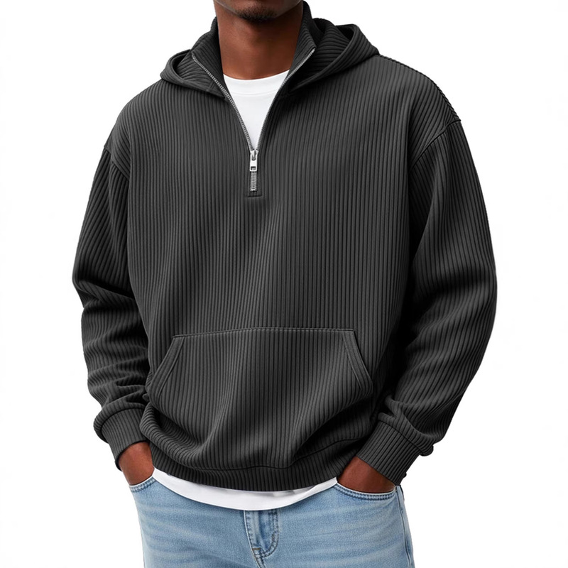 2026 Spring and Autumn New Men's Clothing 3D Printed Youth Casual Fashion Hooded Half-Zip Men's Sweatshirt