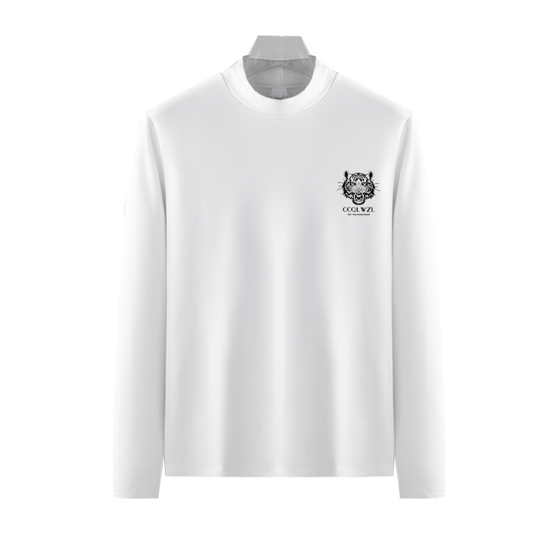 Ventas directas de fábrica exquisito negocio slim fit de terciopelo a prueba de frío cálido medio cuello alto ropa interior hombres otoño ropa de fondo superior