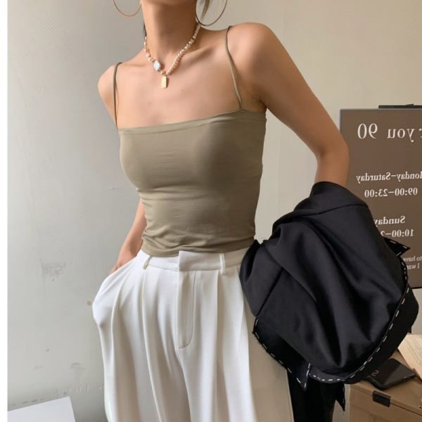 Nueva Camiseta sin Mangas Estilo BM 2025 para Mujer, Top de Verano sin Mangas con Relleno en el Pecho, Prenda Exterior, Camiseta Básica para Mujer, Top Tubo.