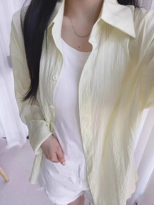 原版天丝衬衫薄款韩版女小众高级感宽松衬衣防晒开衫空调衫中长款|undefined