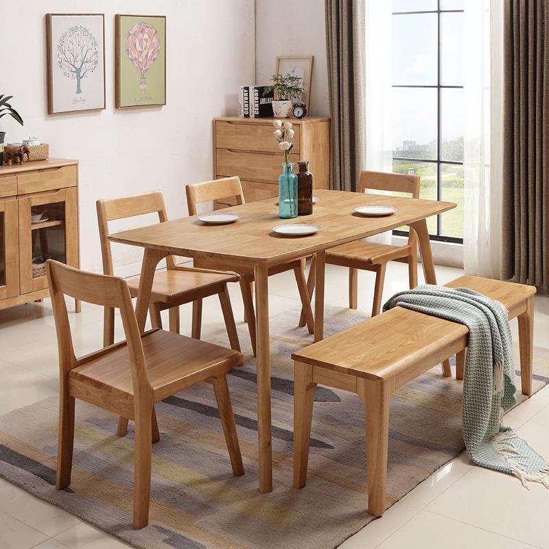 Mesa de comedor y silla combinación una Mesa seis sillas simple pequeño apartamento nórdico madera maciza rectangular casa 6 personas 4 personas mesa de comedor