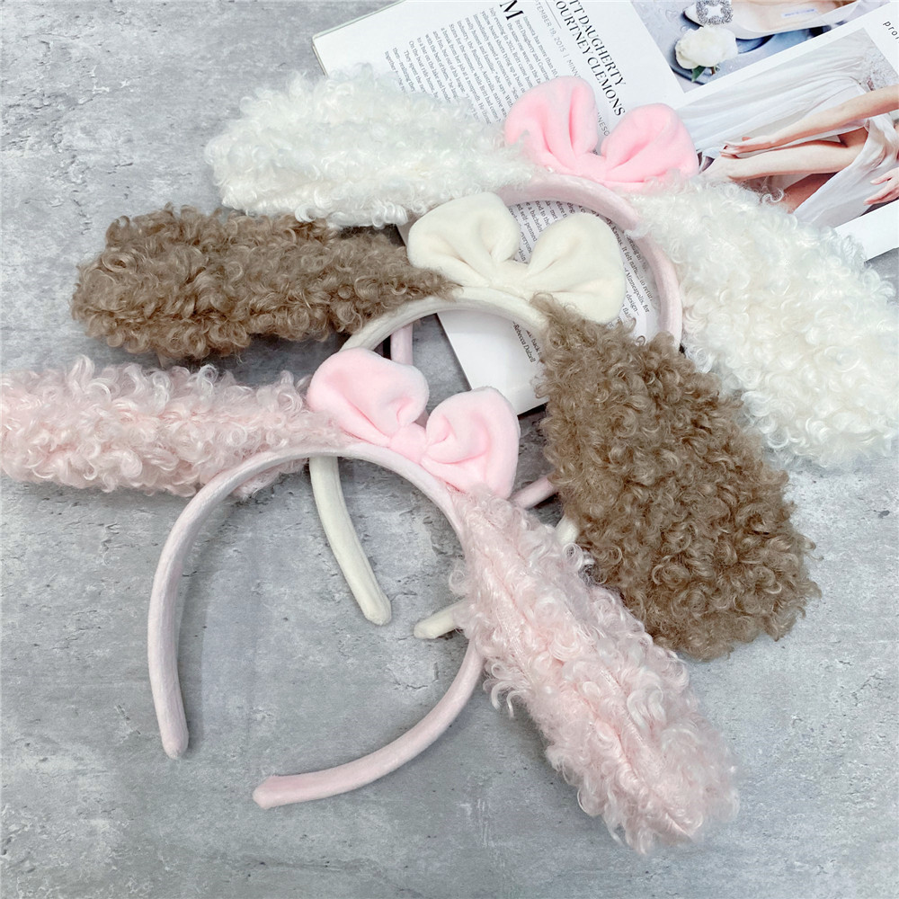 Cute Little Sheep Ears Hairband Plush Bowknot Sweet Lamb Headband Women Wholesale display picture 6