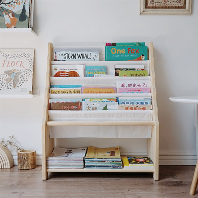 children wooden  simulation Picture book men and women baby Storage cabinet to ground Stands Washable Canvas rack household furniture