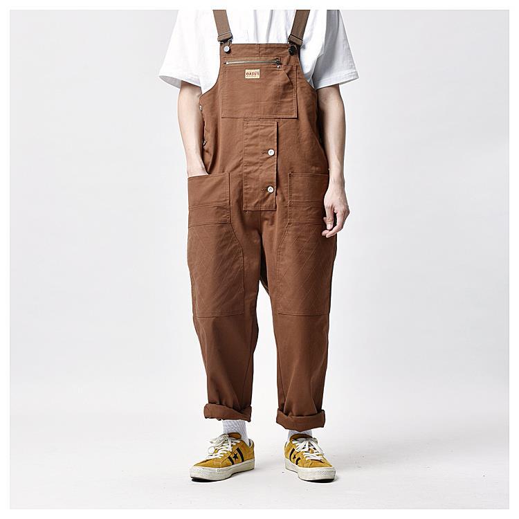 Ami Khaji Multi-Pocket Tool Suspender Pants Men's Street Tooling Fashion Brand Jumpsuit Suspenders Tooling Pants