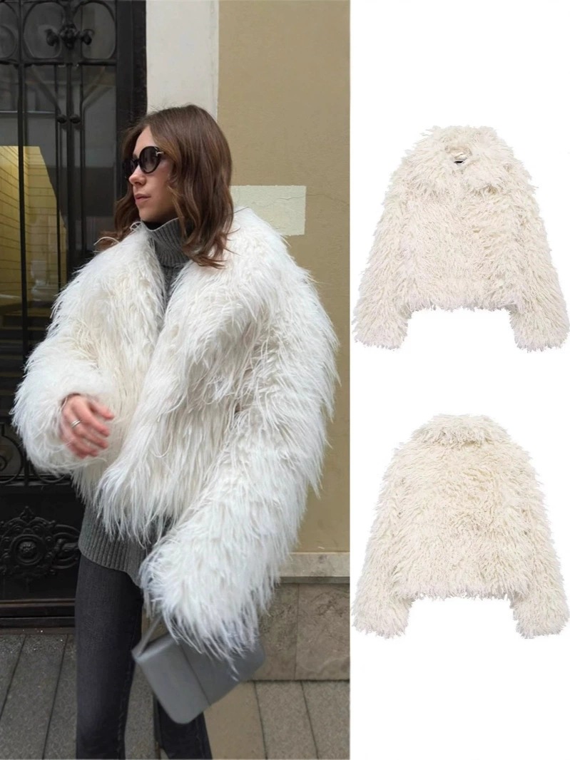 Aliexpress Amazon European and American Cross-Border 2025 Autumn and Winter New Style Teddy Curly Faux Fur Square Collar Coat Women's Top