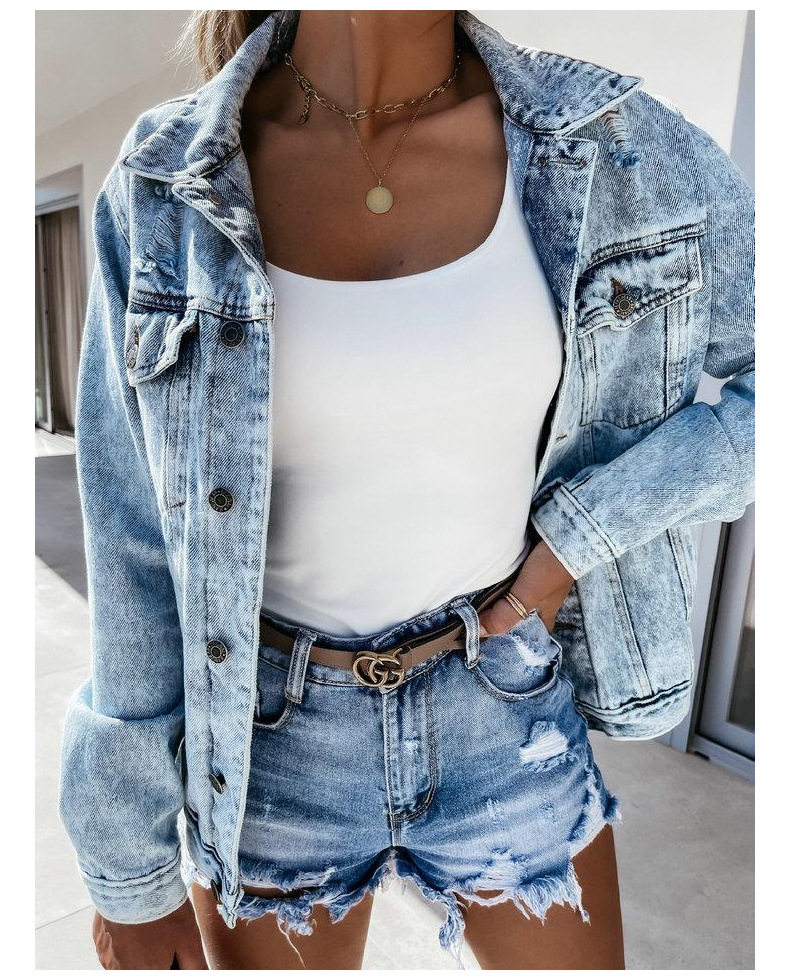 wash water hole straight mid-waist denim shorts Nihaostyles wholesale clothing vendor NSJRM72191