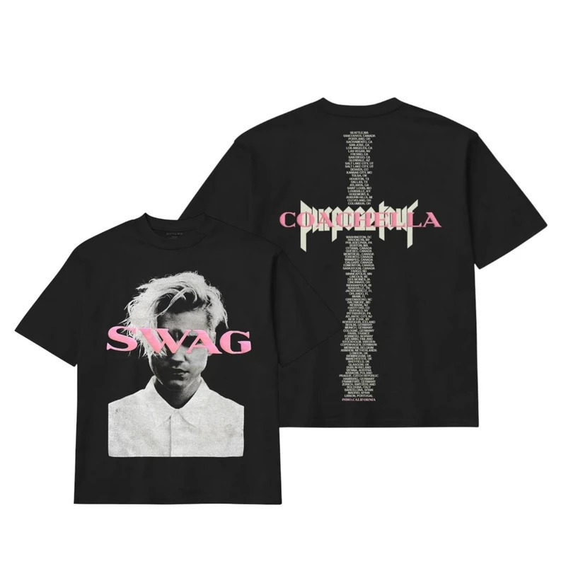 European Size Pure Cotton 2026 New Justin Bieber Coachella Swag Album Graphic