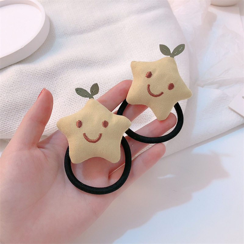 Estrellas de pentacos de alta elasticidad anillo de cabello lindas estrellas en la cabeza de hierba larga cuerda de cabello para niñas de banda de goma universal adornos para el cabello