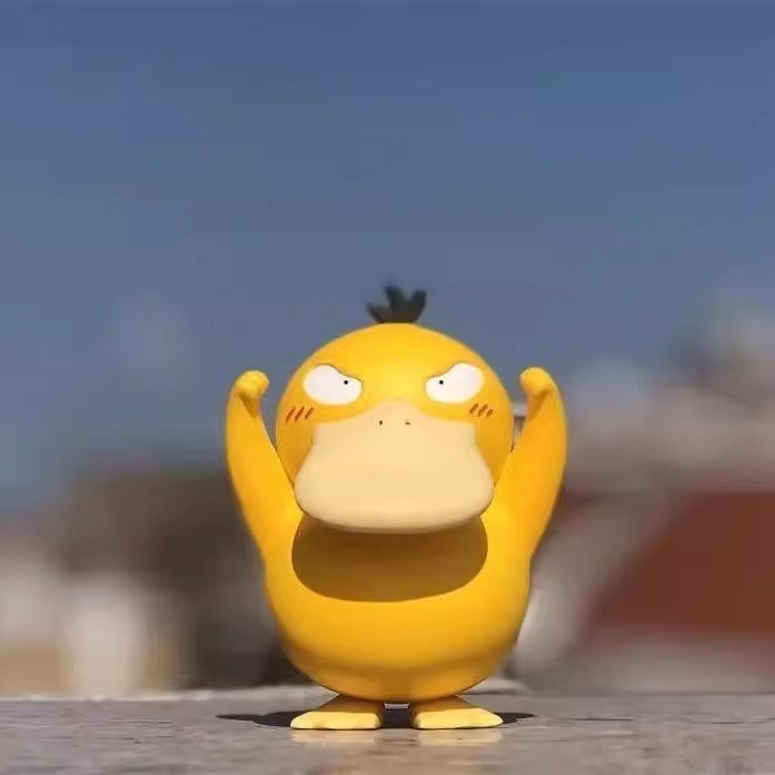 Keep Fighting, Psyduck Anime Standing Duck Figure Model Desktop Ornament Car Figurine 2D Figure