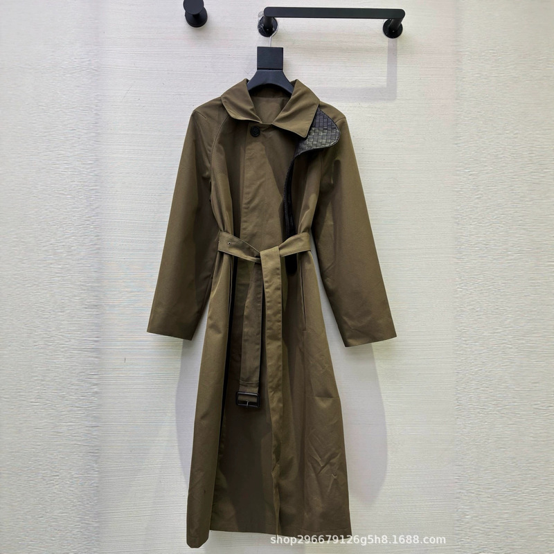 French-Style Nanyou 2026 Autumn and Winter New Genuine Leather Lambskin Patchwork Trench Coat for Women, Casual, Fashionable, Versatile Long Coat