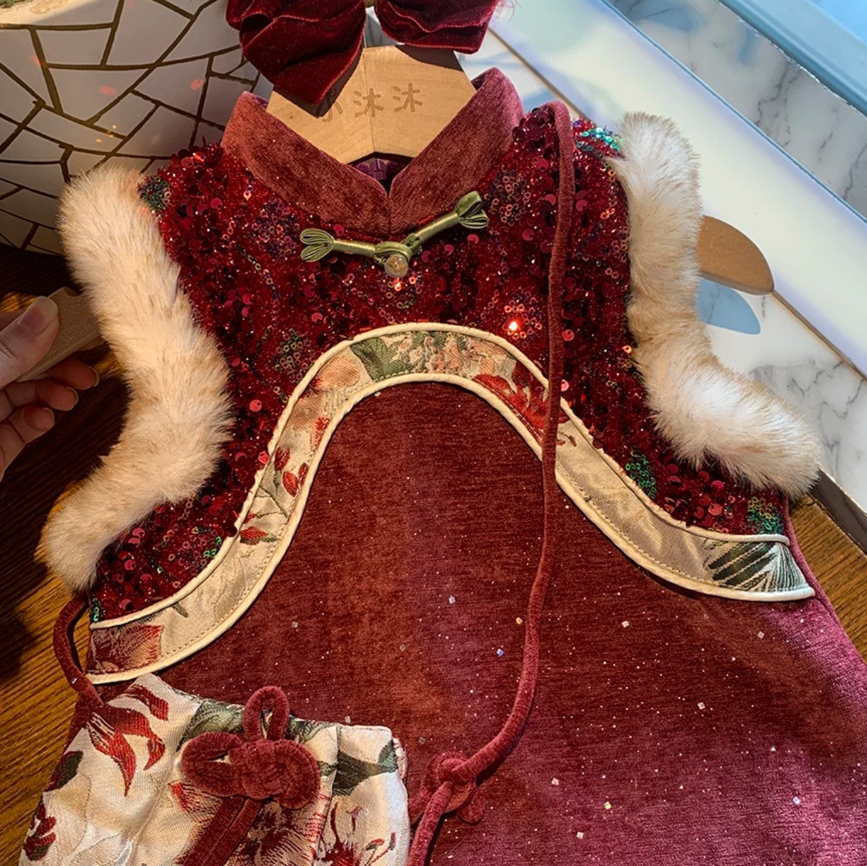 Estrella infantil redonda ropa de niños niñas cheongsam vestido vestido de invierno nuevo vestido de Año Nuevo chino vestido de princesa falda de mujer
