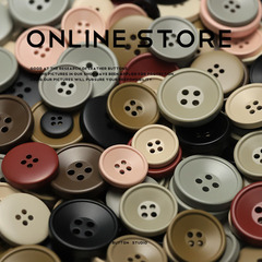 MOSN 樹脂四眼紐扣針織開衫雙面尼皮大衣扣子毛衣外套風衣服裝扣