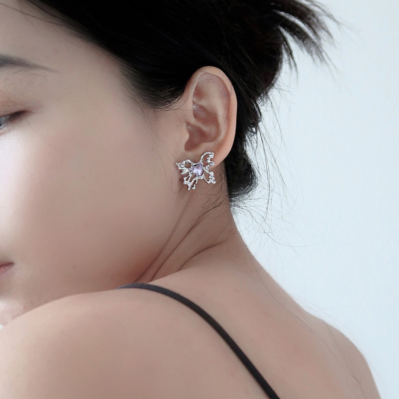 Fashion Butterfly Alloy Inlay Zircon Ear Studs