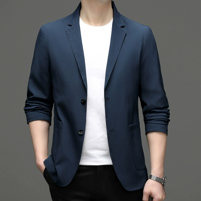 Новый мужской однобортный костюм для бизнес-кэжуал весна-осень 2024, тонкий, однотонный пиджак для мужчин среднего возраста, костюм для папы