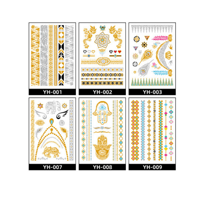 Cross-border wholesale of gold-embossed tattoo stickers for men and women, various styles, high-end feel, clavicle, ins-style arm, floral arm Cross-border wholesale of gold-embossed tattoo stickers for men and women, various styles, high-end feel, clavicle, ins-style arm, floral arm