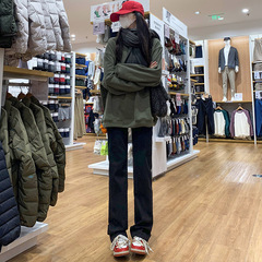 黒いパイプのストレートジーンズの女性2022年夏の薄いタイプのハイウエストはやせて弾力があります。