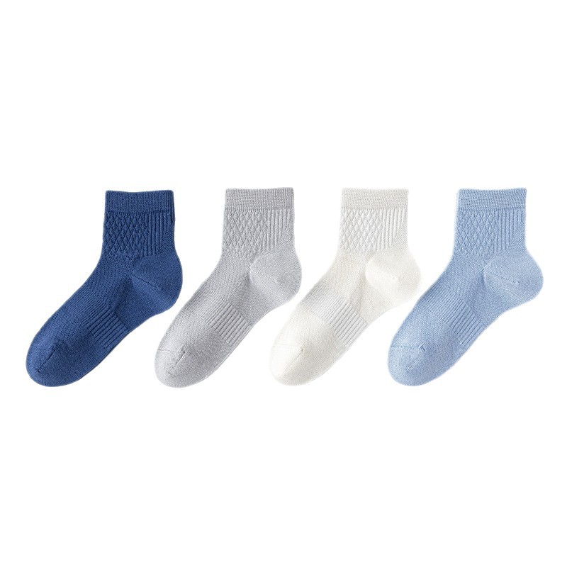 100 algodón calcetines para niños y niñas, calcetines deportivos sin hueso, calcetines antibacterianos de malla delgada, calcetines para niños de clase A